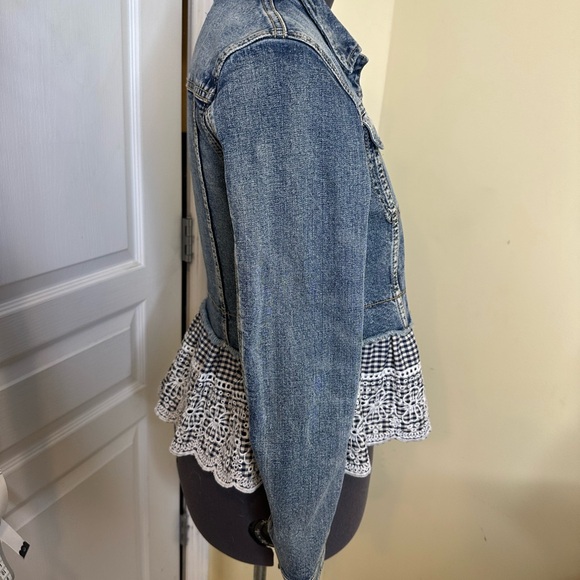 Pilcro and the letterpress Denim Jacket with eyelet trim  size small - Picture 6 of 13